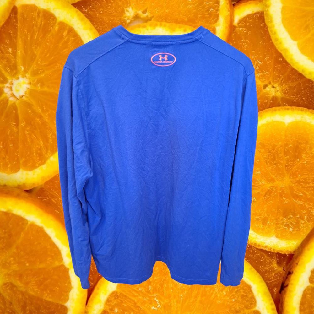 Under Armour Blue Coldgear with Orange Logo Henley Size Large - Picture 5 of 6